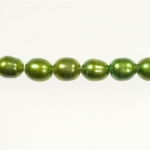 9x8mm Dark Green Freshwater Rice Pearls Large 2mm Hole - 16 Inch Strand