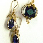 Fancy lab-grown sapphires in wire jewelry designs by Dale Cougar Armstrong.