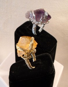 citrine wire wrap rings