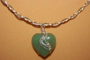 aventurine heart wire wrapped