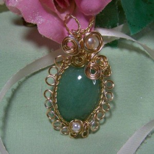 wire wrapped aventurine cabochon