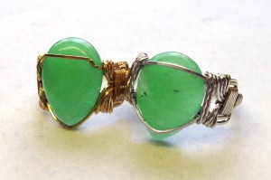 bright aventurine in wire wrapped rings