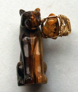 Carved tiger eye cameo