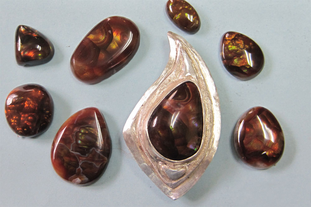 crackled fire agate stone
