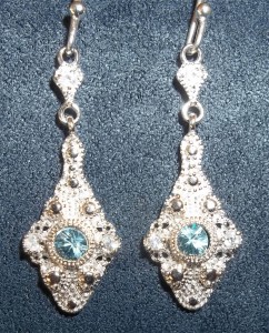 Peggy Marzano used Blue and White Zircon stones in these cast earrings.