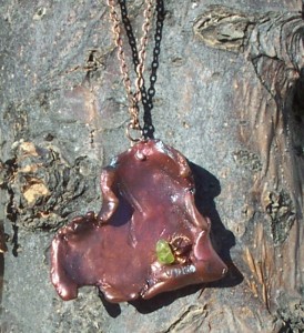 Peridot polymer pendant by Magan Weid