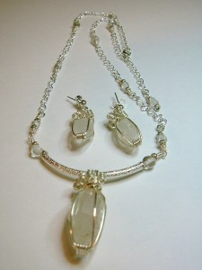 Double-terminated quartz wire wrapped set by Sheila Mosher