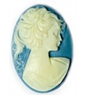 Oval Fashion Cameo Lady in Blue